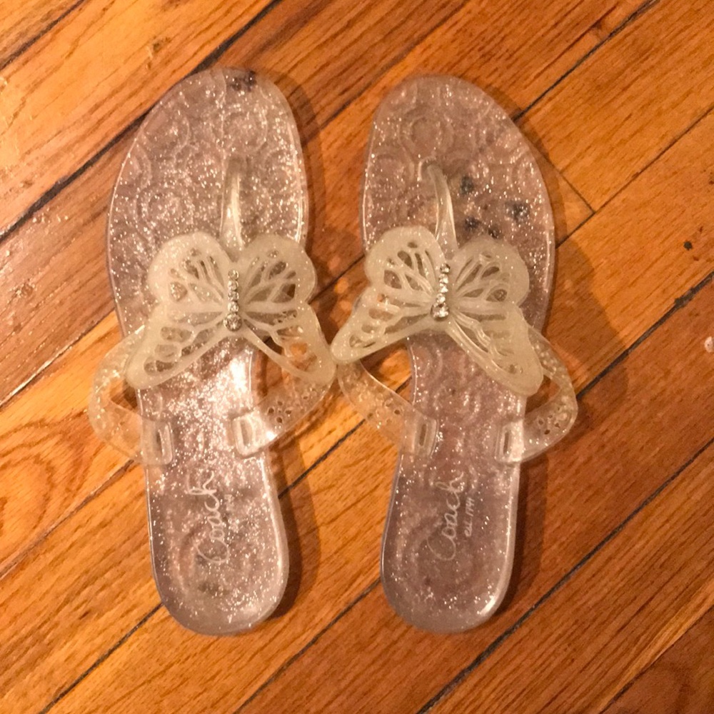 Coach brand clear butterfly jewel sandals